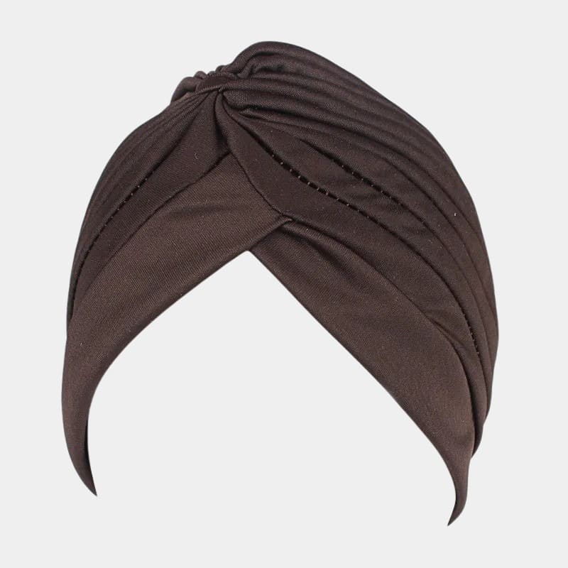 Turban plissé café