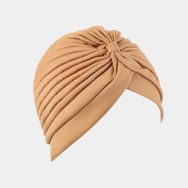 Turban plissé marron clair