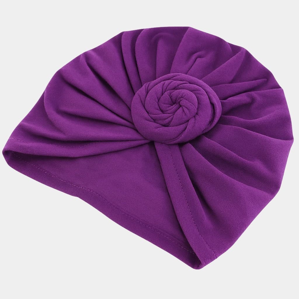 Turban violet foncé avec gros nœud