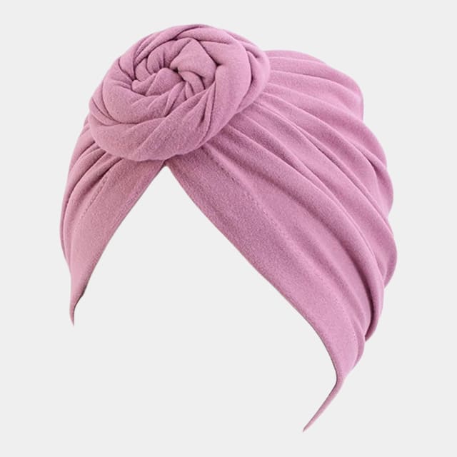 Turban violet avec gros nœud