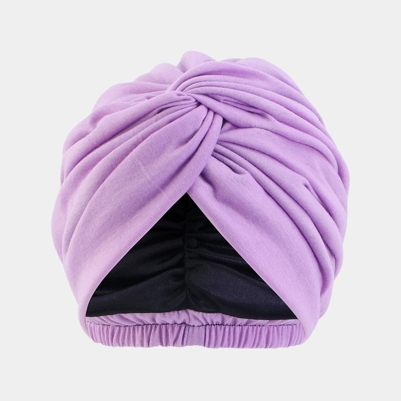 Turban violet lilas doublé en satin